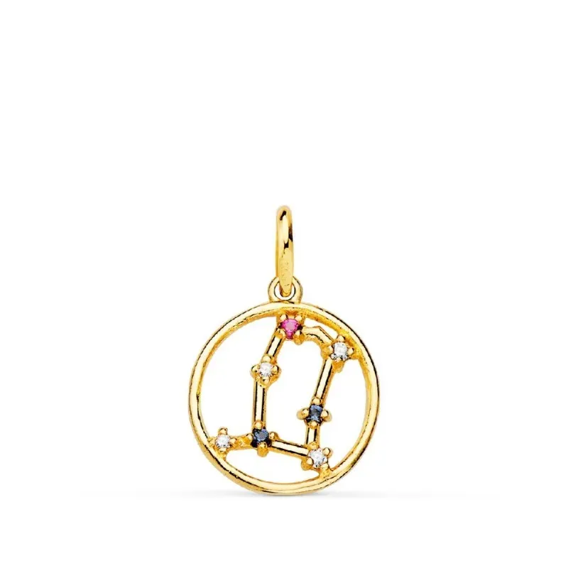 Colgante signos del zodiaco oro 18k mujer 12 mm. constelación GÉMINIS