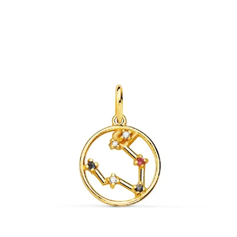 Colgante signos del zodiaco oro 18k mujer 12 mm. constelación PISCIS