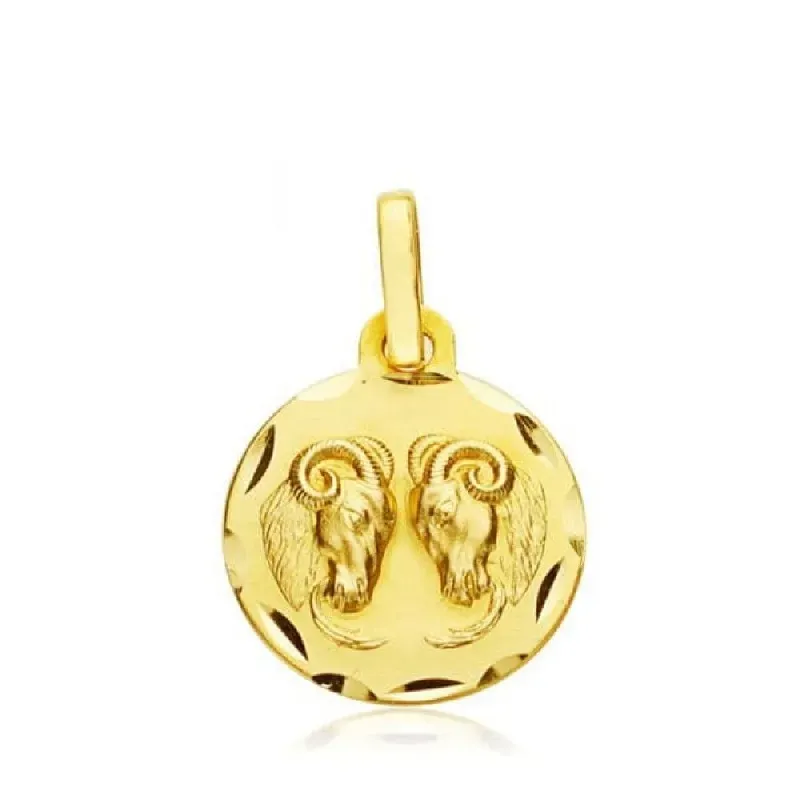 Colgante horóscopo signos del zodiaco oro 9k unisex 13 mm. signo ARIE