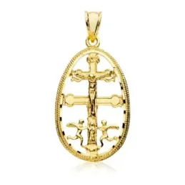Cruz Caravaca colgante oro 18k unisex crucifijo cerco ovalado
