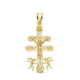 Cruz Caravaca Crucifijo colgante oro 18k unisex 40 mm. filigrana