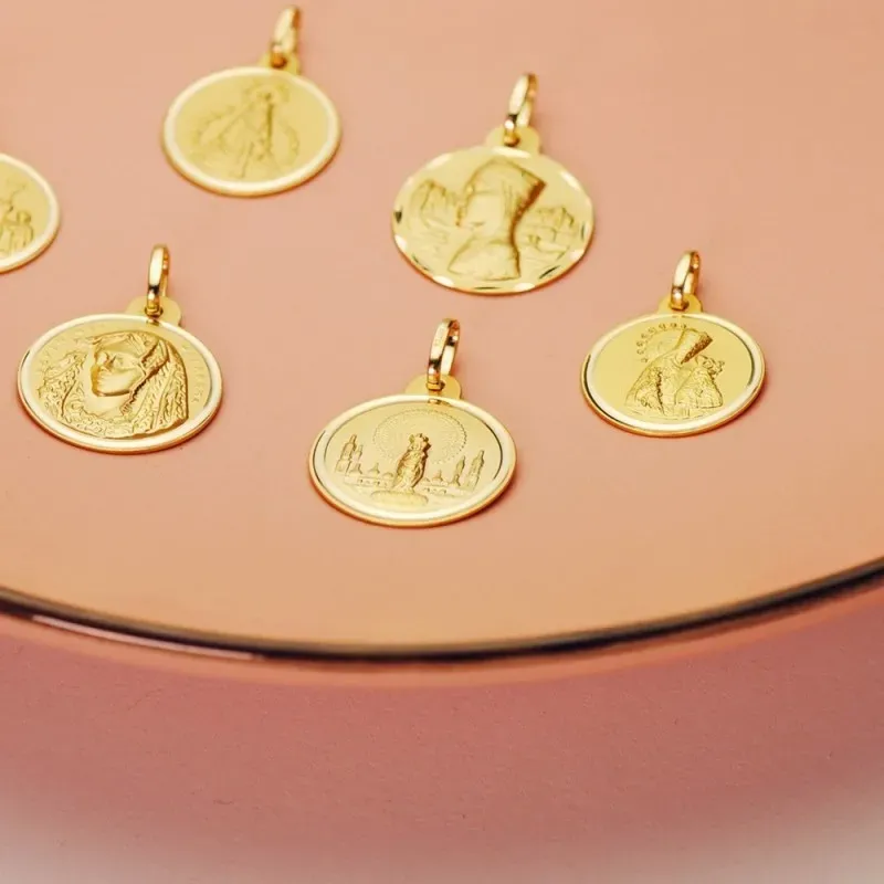 Virgen de los Desamparados Medalla Oro 18k unisex 20 mm. bisel liso