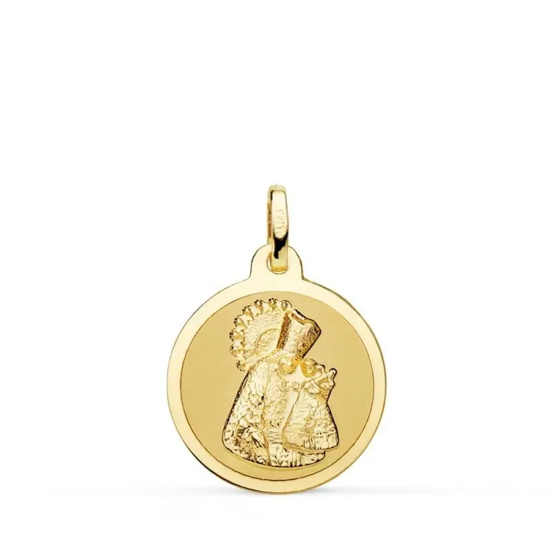 Virgen de los Desamparados Medalla Oro 18k unisex 20 mm. bisel liso b