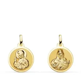 Corazón de Jesús Virgen del Carmen Escapulario Medalla Oro 18k unisex