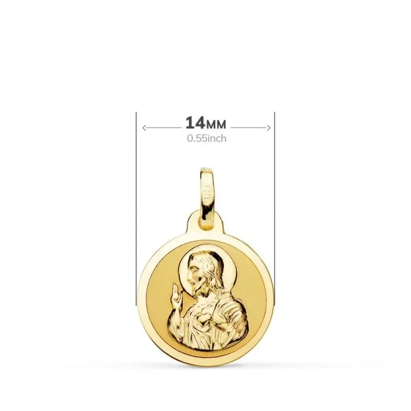 Corazón de Jesús Virgen del Carmen Escapulario Medalla Oro 18k unisex