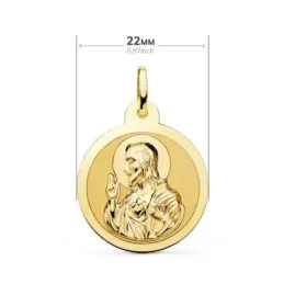 Corazón de Jesús Virgen del Carmen Escapulario Medalla Oro 18k unisex