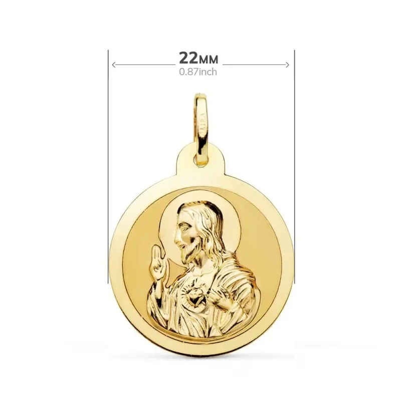 Corazón de Jesús Virgen del Carmen Escapulario Medalla Oro 18k unisex