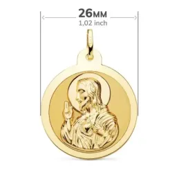 Corazón de Jesús Virgen del Carmen Escapulario Medalla Oro 18k unisex