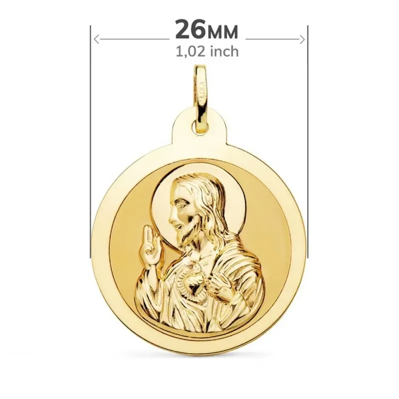 Corazón de Jesús Virgen del Carmen Escapulario Medalla Oro 18k unisex