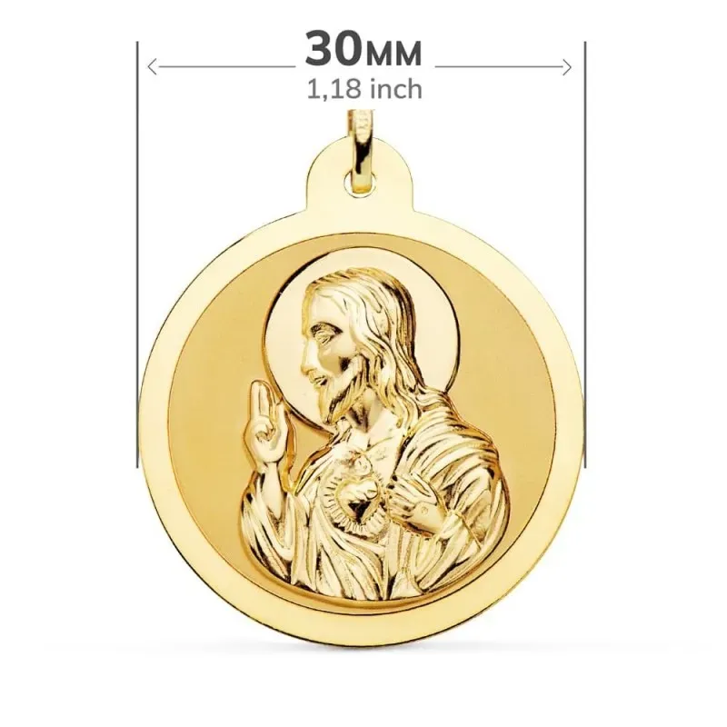 Corazón de Jesús Virgen del Carmen Escapulario Medalla Oro 18k unisex