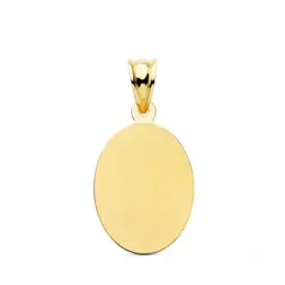 Virgen de Guadalupe Medalla Oro 18k unisex 21 mm. ovalada bisel liso