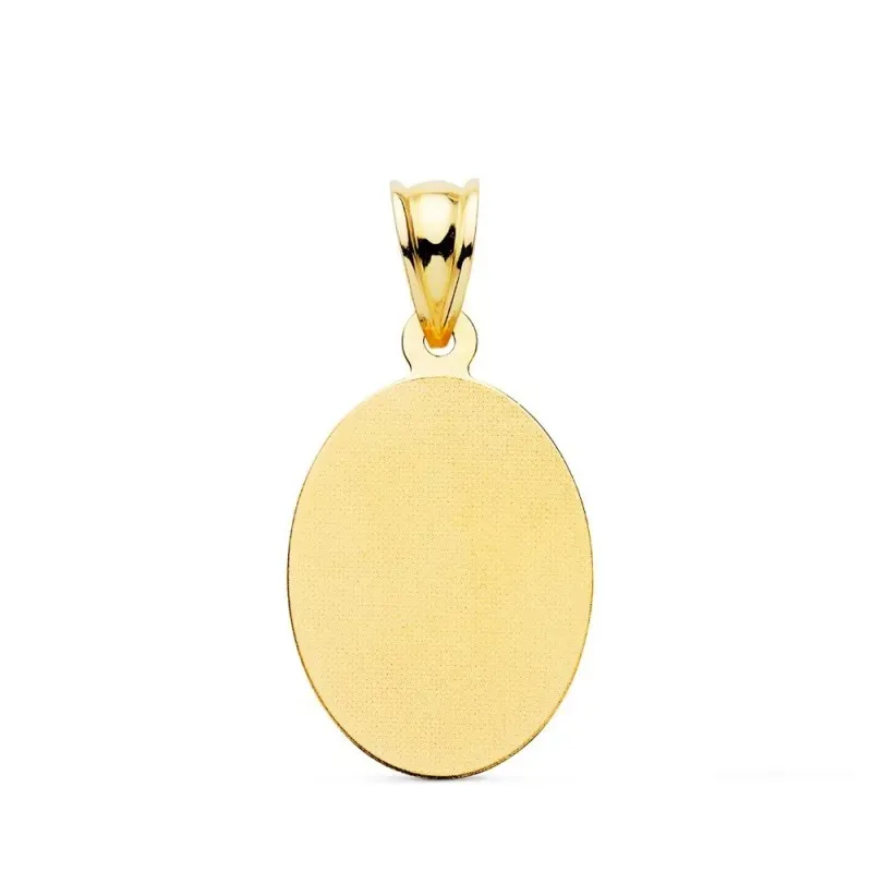 Virgen de Guadalupe Medalla Oro 18k unisex 21 mm. ovalada bisel liso