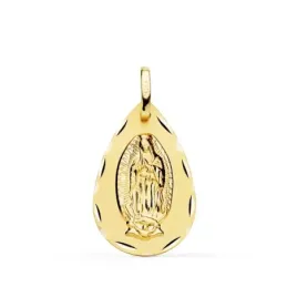 Virgen de Guadalupe Medalla Oro 18k unisex 23 mm. ovalada lisa. Graba