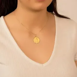 Virgen de Guadalupe Medalla Oro 18k unisex 22 mm. borde tallado