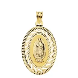 Virgen de Guadalupe Medalla Oro 18k unisex 34 mm. ovalada cerco calad