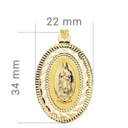 Virgen de Guadalupe Medalla Oro 18k unisex 34 mm. ovalada cerco calad