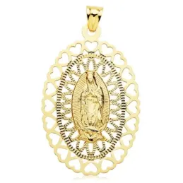 Virgen de Guadalupe Medalla Oro 18k unisex 50 mm. ovalada cerco calad