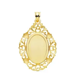 Virgen de Guadalupe Medalla Oro 18k unisex 36 mm. ovalada cerco calad