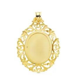 Virgen de Guadalupe Medalla Oro 18k unisex 39 mm. ovalada cerco calad