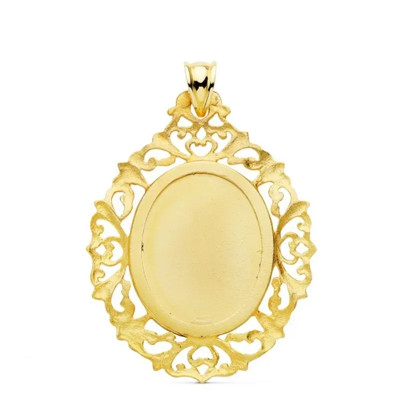 Virgen de Guadalupe Medalla Oro 18k unisex 39 mm. ovalada cerco calad