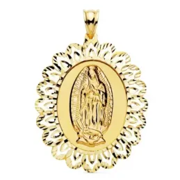 Virgen de Guadalupe Medalla Oro 18k unisex 42 mm. ovalada cerco talla