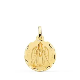 Virgen del Prado Medalla Oro 18k unisex 18 mm. tallada borde