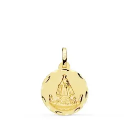 Virgen Caridad del Cobre Balsa Medalla Oro 18k unisex 16 mm. borde ta