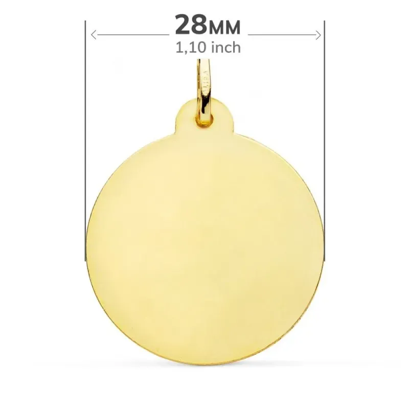 Virgen Caridad del Cobre Medalla Oro 18k unisex 28 mm. borde tallado