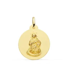 Virgen Inmaculada Medalla Oro 18k unisex 22 mm. matizada lisa