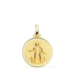 Virgen de la Asunción Medalla Oro 18k unisex 18 mm. bisel liso. Graba