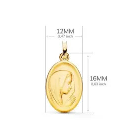 Virgen Niña Primera Comunión Medalla Oro 18k ovalada 16 mm. tallada m
