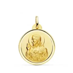 Cristo Sagrado Corazón de Jesús Medalla Oro 18k unisex 24 mm. bisel l