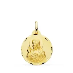 Cristo Sagrado Corazón de Jesús Medalla Oro 18k unisex 20 mm.. Grabac