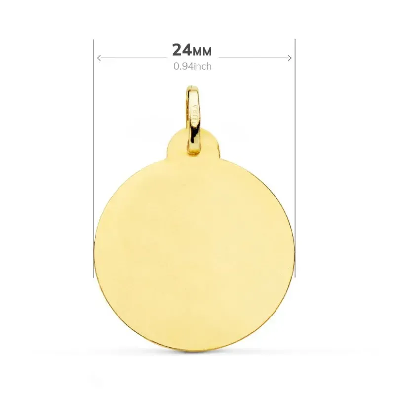 Cristo Sagrado Corazón de Jesús Medalla Oro 18k unisex 24 mm.. Grabac