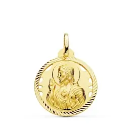 Cristo Sagrado Corazón de Jesús Medalla Oro 18k hélice 22 mm.. Grabac