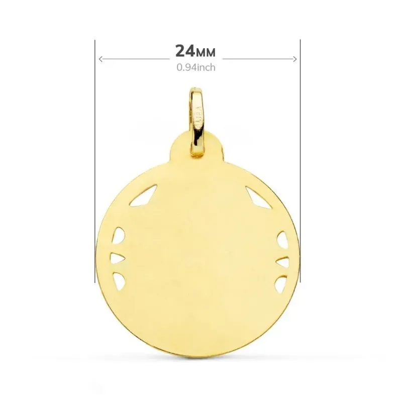 Cristo Sagrado Corazón de Jesús Medalla Oro 18k unisex 24 mm. calada