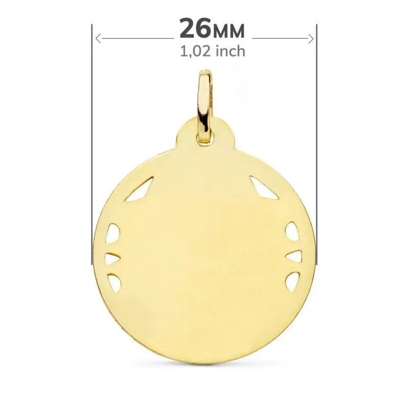 Cristo Sagrado Corazón de Jesús Medalla Oro 18k hélice 26 mm.. Grabac