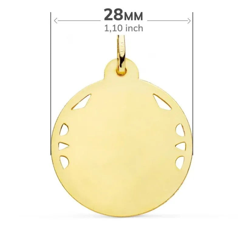 Cristo Sagrado Corazón de Jesús Medalla Oro 18k unisex 28 mm. calada