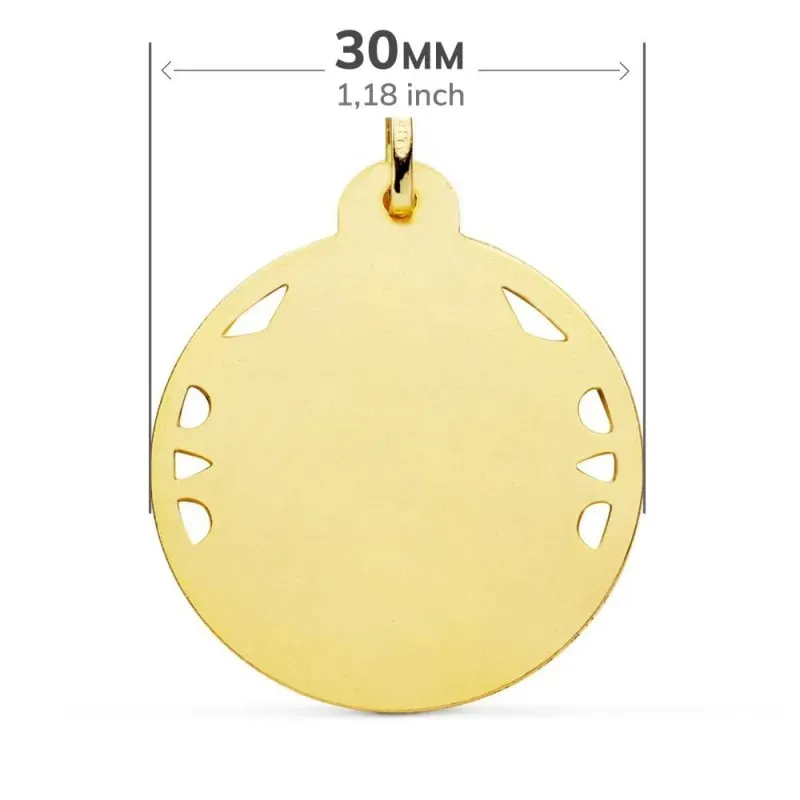 Cristo Sagrado Corazón de Jesús Medalla Oro 18k unisex 30 mm. calada