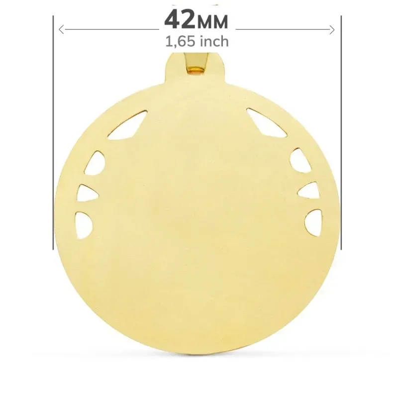 Cristo Sagrado Corazón de Jesús Medalla Oro 18k unisex 42 mm. calada