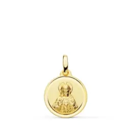 Cristo Sagrado Corazón de Jesús Medalla Oro 18k unisex 14 mm. bisel.