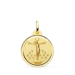 Cristo de la Laguna Medalla Oro 18k unisex 20 mm. bisel liso