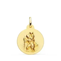 San Cristóbal Medalla Oro 18k unisex 20 mm. matizada lisa