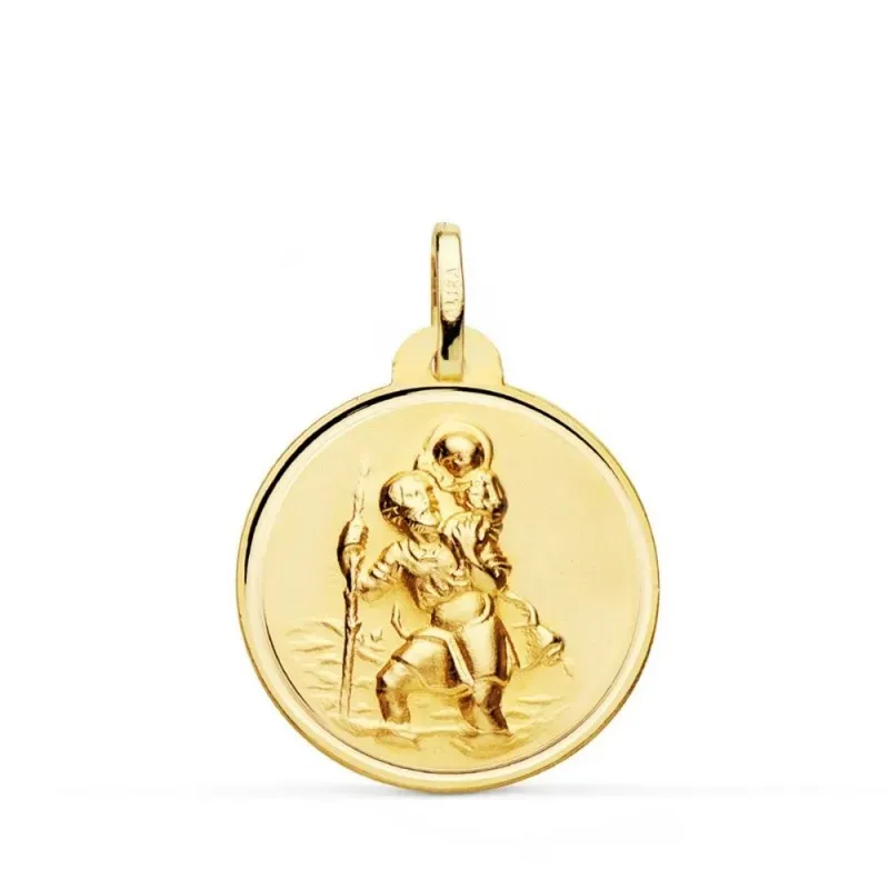 San Cristóbal Medalla Oro 18k unisex 22 mm. bisel liso