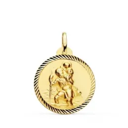 San Cristóbal Medalla Oro 18k unisex 22 mm. borde hélice
