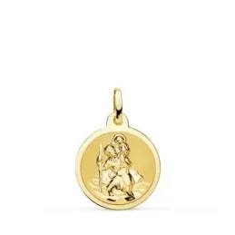 San Cristóbal Medalla Oro 18k unisex 16 mm. brillo mate