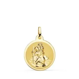 San Cristóbal Medalla Oro 18k unisex 20 mm. brillo mate
