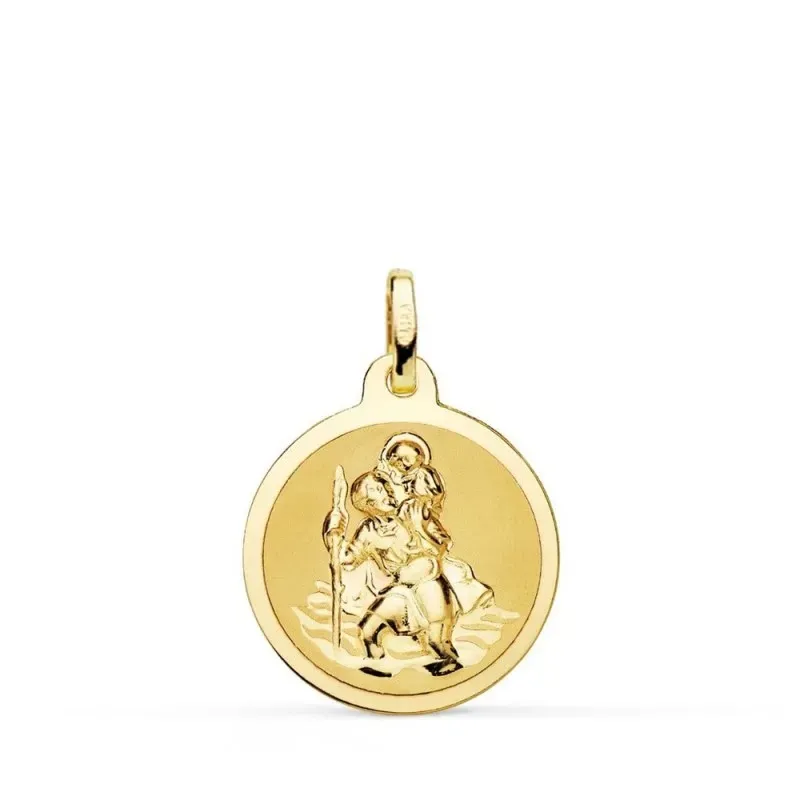 San Cristóbal Medalla Oro 18k unisex 20 mm. brillo mate
