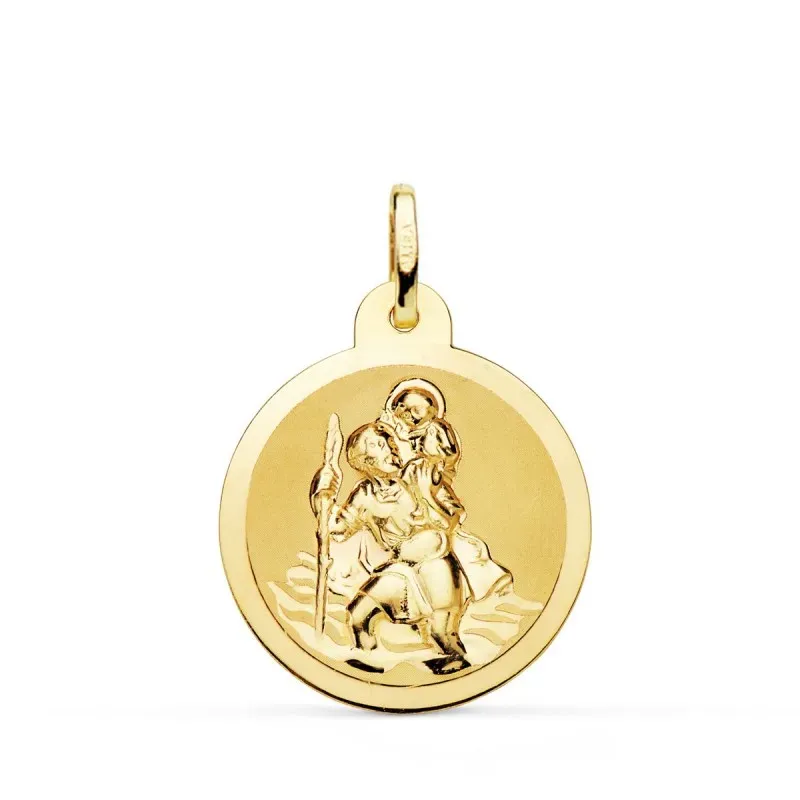 San Cristóbal Medalla Oro 18k unisex 22 mm. brillo mate