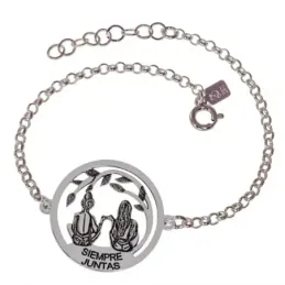Pulsera Plata Ley 925m mujer 17.5 cm. cadena rolo detalle disco 20 mm
